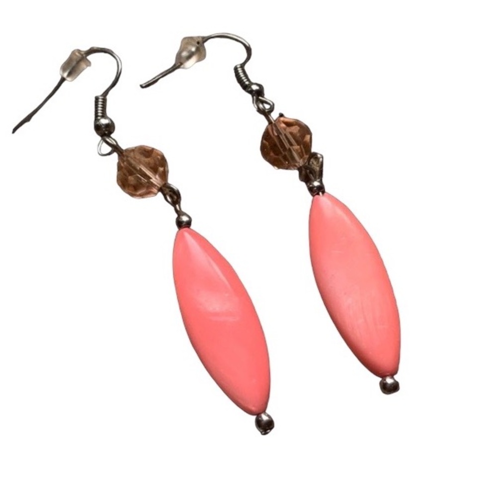 Melon Pink Long Pierced Dangle earrings